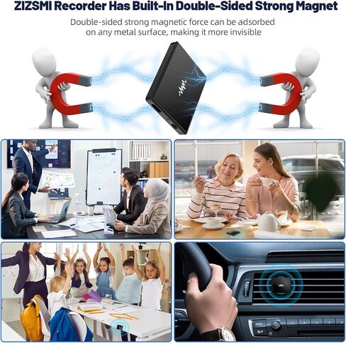 128GB(9000 Hour) 2-Sides Magnetic Voice Recorder, Recording Device with Al-Triple Noise Cancellation, Voice Activated Recorder 90 Days Storage Capacity, MP3 Form Audio Recorder, for Meetings Intervie in Saudi Arabia