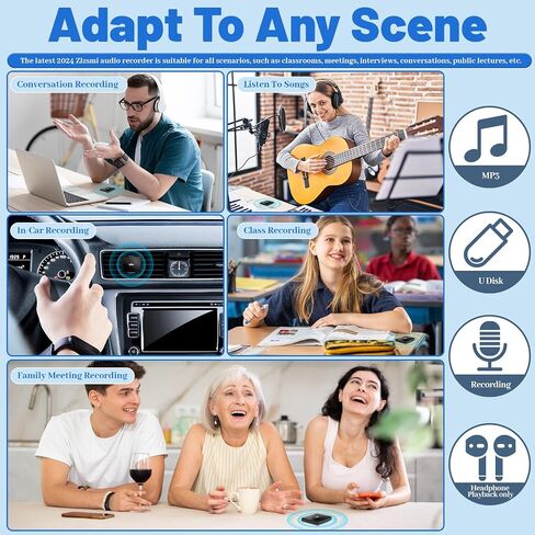 128GB(9000 Hour) 2-Sides Magnetic Voice Recorder, Recording Device with Al-Triple Noise Cancellation, Voice Activated Recorder 90 Days Storage Capacity, MP3 Form Audio Recorder, for Meetings Intervie in Saudi Arabia