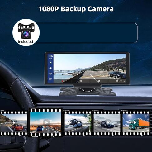 10.26 بوصة لاسلكية راديو Carplay للسيارة ، شاشة عرض سيارة Hikity Wirroid Auto مع شاشة عرض مزدوجة Bluetooth GPS Airplay Link 1080p كاميرا احتياطية in Saudi Arabia