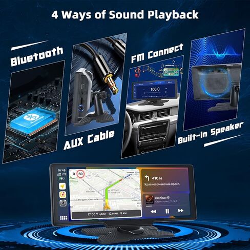10.26 بوصة لاسلكية راديو Carplay للسيارة ، شاشة عرض سيارة Hikity Wirroid Auto مع شاشة عرض مزدوجة Bluetooth GPS Airplay Link 1080p كاميرا احتياطية in Saudi Arabia