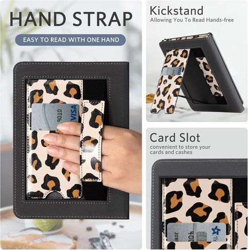 CoBak Case with Stand for Kindle Paperwhite 12th Gen 2024 Released (7") & Kindle Colorsoft Signature Edition - Durable PU Leather Cover with Auto Sleep Wake, Card Slot, Hand Strap Feature in Saudi Arabia