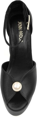 JENN ARDOR Women's Stylish Chunky Platform High Block Heels with Pearl Comfortable Open Toe Ankle Strap Dress Wedding Work Pumps Shoes in Saudi Arabia