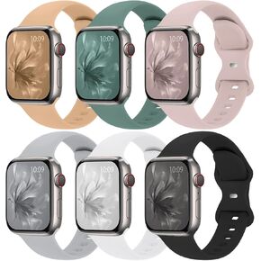 (6 Pack) Sport Bands Compatible with Apple Watch Band 38mm 40mm 41mm 42mm 44mm 45mm 46mm 49mm Silicone iWatch Band Ultra 2/Ultra SE Series 10 9 8 7 6 5 4 3 2 1 Women Men