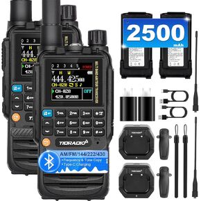 TIDRADIO TD-H3 Ham Radio 8-Band Rechargeable 2500mAh Large Batteries Long Range Walkie Talkies Rechargeable Handheld Portable Two Way Radios,Wireless Replication,DTMF FM AM NOAA(2 Pack)