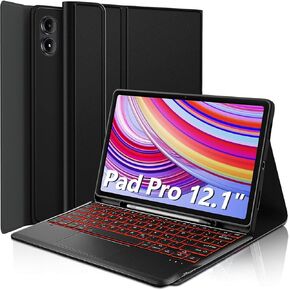 Touchpad Keyboard Case for Xiaomi Redmi Pad Pro 12.1 Inch 2024, 7 Colors Backlight Wireless Trackpad Keyboard PU Folio Stand Cover Case with Pen Holder for 12.1" Redmi Pad Pro 2024