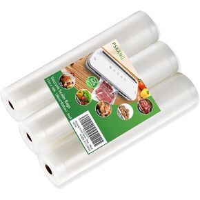 Vacuum Sealer Bags Rolls 11" x 16' (3 Rolls) BPA Free Vacuum Seal Bags for Food Heavy Duty Puncture Prevention Bags Rolls for Custom Fit Airtight Food Storage and Sous Vide
