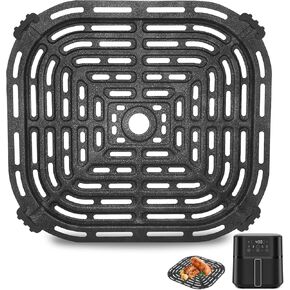 GWY Air Fryer Cooking Tray for Chefman 6 Quart air fryer, 9.0 * 8.2'' Food Grade Nonstick Air Fryer Replacement Parts Rack Grill Pan Crisper Plate, Dishwasher Safe