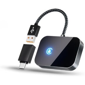 Bluetooth Wireless CarPlay Adapter for iPhone, Wired to Wireless CarPlay Dongle, No Delay Carplay Wireless Adapter for iPhone 10+ and Cars from 2016
