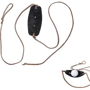 Leather Shepherds Sling Professional Rock Sling Handmade Desert Sand Paracord and Leather Pouch for Tennis Golf Ball