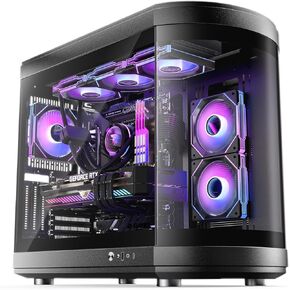 AsiaHorse ATX PC Case Dual Chamber 180° Full View Tempered Glass Gaming PC Case with Type-C Port, 360mm Radiator Support,RTX 40 Compatible, High Airflow Mid-Tower ATX PC Case.