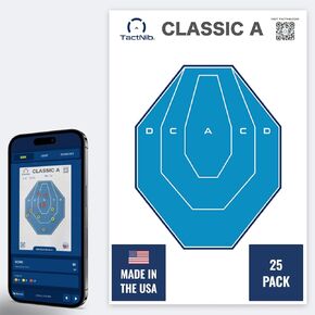 IPSC Mini - USPSA Licensed Paper Targets - 12 x 18 Inches - Made in USA - 25 Pack - PN P01C01-025T - Free Mobile App