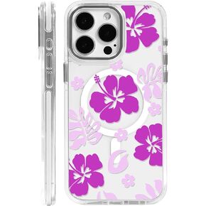 DAIZAG Magnetic Designed for iPhone 16 Pro Max Clear Case [Compatible with MagSafe],Rose Flowers Cases Magnetic Shockproof Protective Cell Phone Cover for iPhone 16 Pro Max(White)
