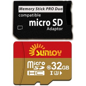 PSP Memory Stick Adapter with 32GB Micro SD Card, Micro SD/SDHC/SDXC to Memory Stick PRO Duo MagicGate Card Compatible with PlayStation Portable, Camera, Handycam, Cell Phone & PSP 1000/2000/3000