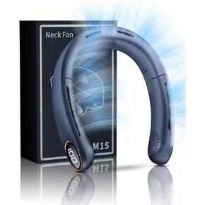 Neck Fan,5200mAh Portable Fan,Adjustable Personal Fan Can Be Fixed on Neck,3 Turbos,Strong Wind,360° Cooling, Super Quiet, Bladeless Design, Display Electricity in Real Time,Long Use Time