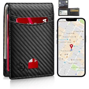 Anti-Lost Bluetooth Wallet Tracker & Finder, Front Pocket Wallets for Men, Slim Wallets for Men Minimalist Mens Wallet Credit Card Holder Gift (Carbon Black)