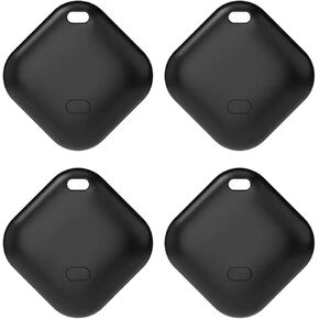 Key Finder, Wallet Tracker Works with Apple Find My (iOS only), Bluetooth Luggage Tracker and Item Locator for Keys, Bags, Replaceable Batteries - 4 Pack -Black