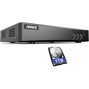 Annke 8-channel 5-in-1 5MP Lite Security Standalone DVR مع محرك أقراص ثابت 1 تيرابايت ، H.265+ مراقبة هجين DVR ، يدعم 8CH التناظرية و 2 كاميرات IP لـ 24/7 Home CCTV ، الكشف عن الحركة