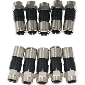 10PCS RG6 Compression Connectors Weatherproof Coax Connector F Connector Inside Conductive Washer Tri Quad Shield Universal Cable TV Connectors