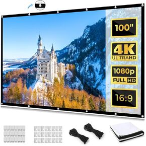 Outdoor Projector Screen with Stand 100 Inch: Portable Projection Screen for Outside Theater Home Backyard Movies