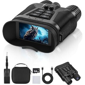 Cvlife 4K Night Vision Binocular Goggles, 3" Screen, 5000mAh Rechargeable Battery, with 64GB Card for Photos and Videos, Backlit Button and Flashlight for Camping