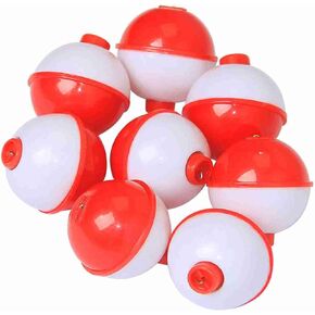 Sonew 30pcs Fishing Bobbers, 1.25 Inch Snap Hard ABS Fishing Float, Red and White Fishing Bobbers, Push Button Round Buoy Floats Fishing Tackle, for Fishing Buoy Tackle Tools