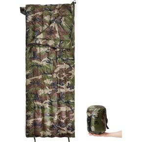MT Ultralight Down Sleeping Bag 41-68 Degree F 400 Fill Power 3 Seasons - 1.5lbs Compact Portable Waterproof Camping Sleeping Bag with Compression Sack for Adults, Teen, Kids Olive Drab/Woodland