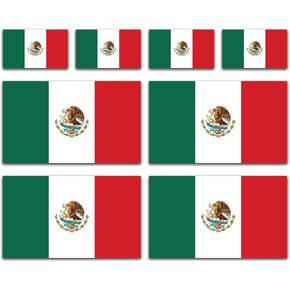 | Mexican Flag Sticker (8 Pcs) [Sizes: 4 stickers: 4.3x2.6 in, 4 stickers: 2.2x1 in] – Strong Adhesive, Durable, Waterproof Mexico Flag Stickers – Perfect Mexico decals for trucks, laptops, tumbler and others