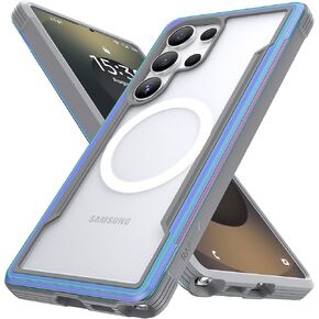 RAPTIC Shield Magnetic Case for Samsung Galaxy S25 Ultra–Compatible with MagSafe, Shockproof Military Grade Protection, Durable Anodized Aluminum Frame Slim Case, 10ft Drop Tested, Iridescent