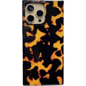 Tortoise Shell Flame Print for iPhone 16 Pro Max Case Rectangular Pattern Glossy Phone Case iPhone 16 Pro Max Trendy Women Men Shockproof Protective Cover for iPhone 16 Pro Max 6.9"
