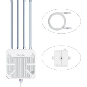 WAVLINK Outdoor WiFi Extender, WiFi6 Outdoor Wireless Access Point/WiFi Repeater/Router, Dual Band 2.4G+5G AX1800 Mesh Extender with PoE/4x8dBi Antennas/IP67 Weatherproof Housing