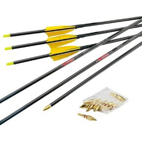 Linkboy Archery Horseback Shooting Arrows 100% Pure Carbon Arrows ID6.2mm Spine 300 340 400 500 700 800 Compound Recurve Bow Hunting Shooting Pack of 12PCS