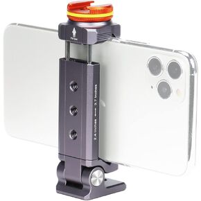 Metal Phone Tripod Mount with Rotatable Cold Shoe, Arca Port Smartphone Tripod Holder Compatible iPhone 13 12 11 Pro X/XR/Xs Max,10 8 7 Plus,Cellphone Mount for Tripod