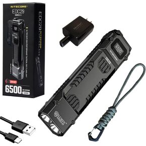 EdisonBright Nitecore EDC29 6500 Lumen USB Rechargeable Slim Body LED Flashlight EBR Charging Adapter