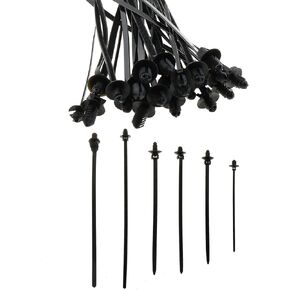 150PCS Black Press on Threaded Head Nylon Cable Tie Six Sizes Automotive Harness Zip Ties Suitable for Managing Wire and Hose