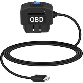 YANBOROESEN Automotive OBD Power Cable， USB Micro to OBD-II Hardwire Cable Adapter with Switch Button for Dash Camera 24 Hours Surveillance/Acc Mode，（3.5M/11.5Ft）