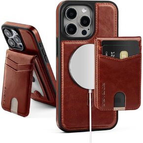 Compatible Magsafe 2 in 1 Detachable iPhone 15 Pro Wallet Case with Card Holder for Women Men,Magnetic PU Leather RFID Blocking Flip Kickstand Credit Slots for Apple iPhone 15 Pro,Brown