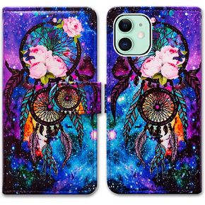 Case for iPhone 12 Mini, Cute Dragonfly Leather Flip Phone Case Wallet Cover with Card Slot Holder Kickstand for iPhone 12 Mini