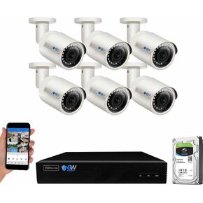 GW Security 8 Channel 4K NVR 5MP POE Audio & Video Security Camera System - Six 5MP 1920P Weatherproof Bullet Cameras,Built in Microphone, Quick QR Code Easy Setup, Pre-Installed 2TB Hard Drive