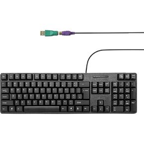 Wired PS2 104 Keys Computer Keyboard with Stands,Waterproof - US Layout Compatible for Windows, PC, Laptop, Black