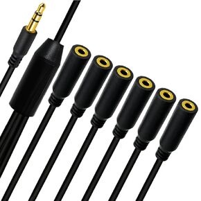 LOKEKE DC3.5MM CENTSET SPLITTER CABLITER ، 6 in-1 DC3.5MM 1/4INCH TRS Male to Female AUX AUX AUX CABLE COLL