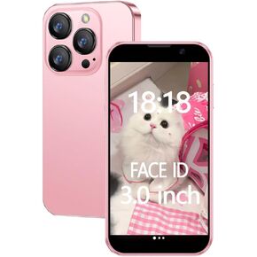 Mini 3G Unlocked Smartphone 3.0 Inch Dual Sim Face ID Best Gift for Kids Mini Phone Premium Child Phone Small Phone Student Pocket Cellphone, 2+16GB (Pink)
