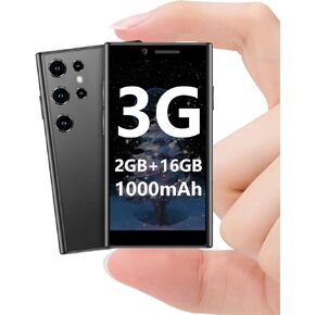 Mini Smartphone 3G Unlocked Mini Phone Kid's Smartphone 3.0'' HD Touch Screen World's Smallest Phone 1000mAh Battery Dual SIM Little Mobile Phone with Face ID Pocket Child Cellphone 2GB+16GB Black