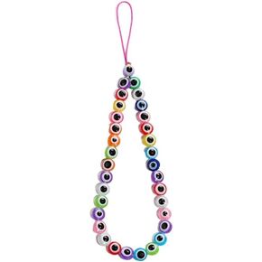 Y2K Colorful Evil Eye Natural Gemstone Crystal Phone Charm Beaded Phone Lanyard Wrist Strap