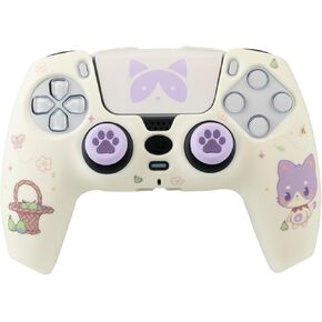 Maneki Combo Pack, Skin Controller PS5, Hard Shell + Grips + Touchpad Sticker for DualSense, Cat Cute, PlayStation 5 Accessories Kit