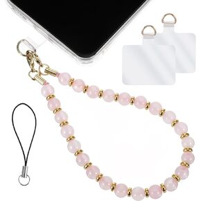 Beaded Phone Wrist Strap, Detachable Phone Bracelet Strap with 2 Tether Tab 1 String Hands-Free Phone Wristlet Strap Marble Phone Charm Phone Chain Strap Cell Phone Accessories