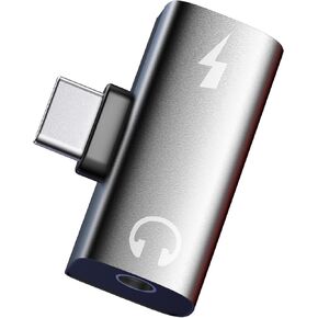 USB C to 3.5MM Headphone and Charger Adapter for Meta Quest 3S Accessories, USB C Headphone Adapter with Charging, 2 in 1 Type-C to 3.5mm Audio Hi-Res with PD Fast Charge (Silver)