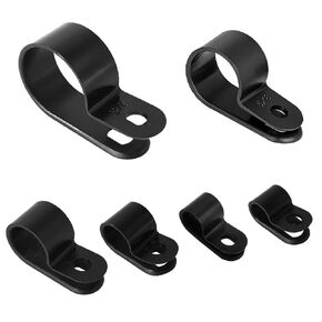 Cable Clamp 210PCS R-Type Cable Clip Wire Clamp 1/4" 5/16" 3/8" 1/2" 5/8" 3/4" Nylon Screw Mounting Cord Fastener Clips with Screws for Wire Management White - Black