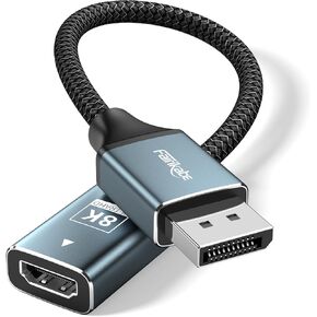 Active Displayport 1.4 to HDMI 2.1 Adapter, 8K 60Hz / 4K 120Hz Unidirectional DP to HDMI Adapter (Male to Female), Display Port to HDMI for PC, Dell, HP, AMD, NVIDIA