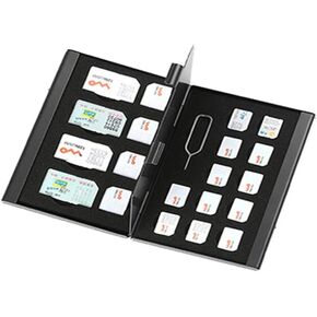 حامل بطاقة SIM للألومنيوم المحمولة Navor 21-in-1 ، فتحات بطاقة SIM 4 × ، وفتحات بطاقة نانو 12 × ، و 4 × فتحات بطاقة micro-sim و 1 × فتحة دبوس ، محمولة وخفيفة الوزن [أسود]