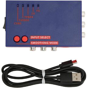 for RetroScaler2x AV to Converter, 480P Retro Gaming to TV Adapter, NTSC PAL Compatible, Latency, for Vic20, Atari2600, Msx N64 SFC, for PS2, MD2 MD1 and Others (Blue)